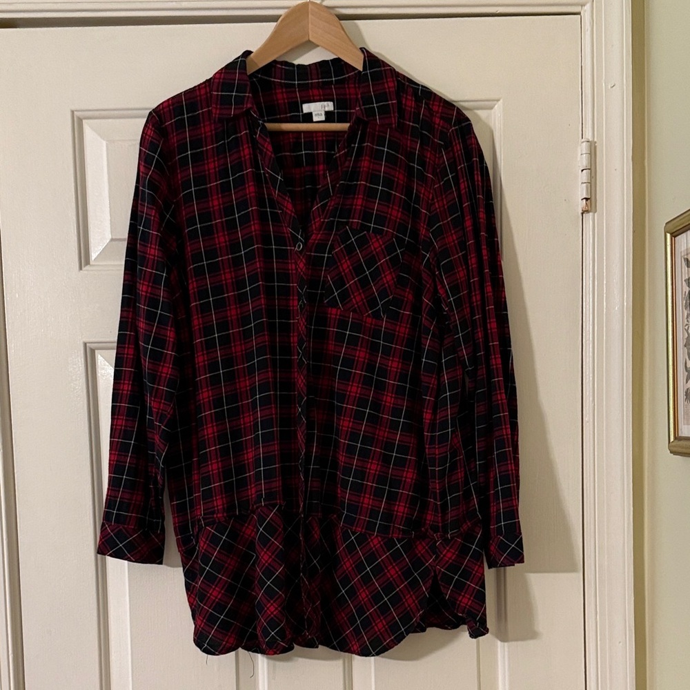 J. Jill Red and Black Plaid Tunic